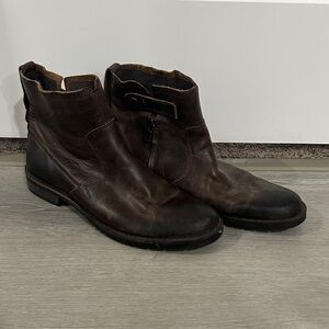 John Varvatos Rich Brown Leather Ankle Boots